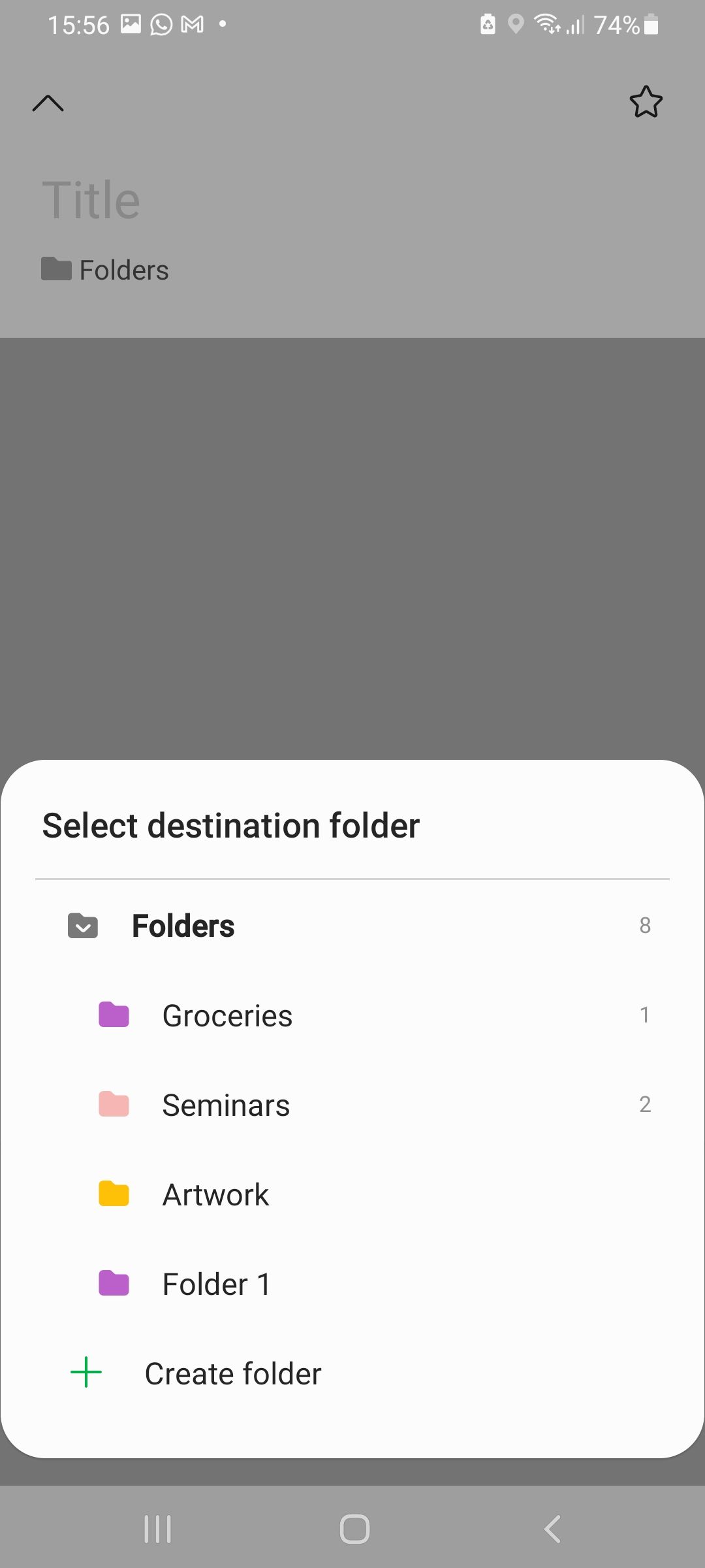 Move note to a folder in Samsung Notes