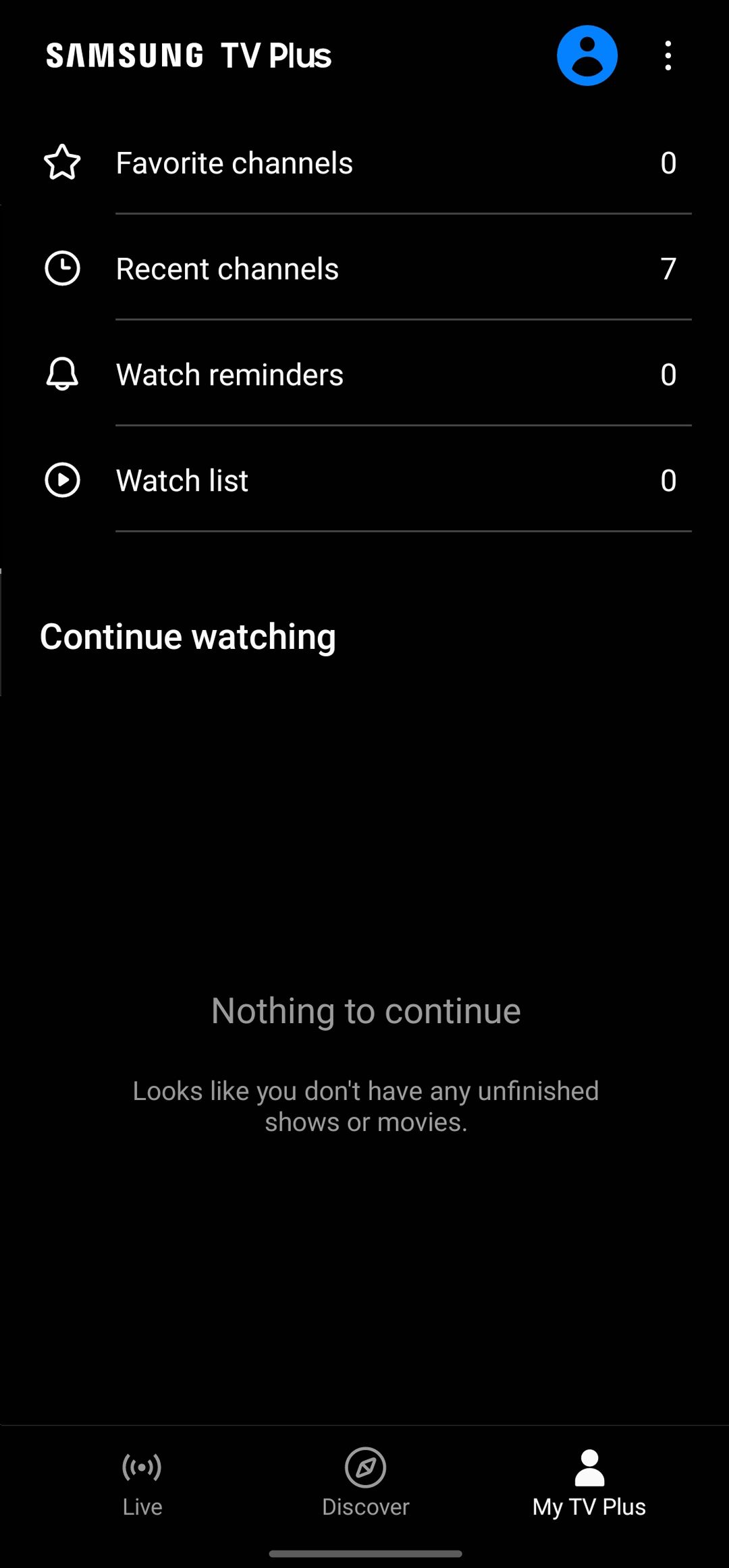 Samsung TV Plus Android App My TV Plus Tab