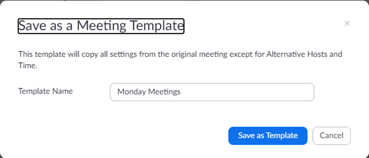 Save as a Meeting Template