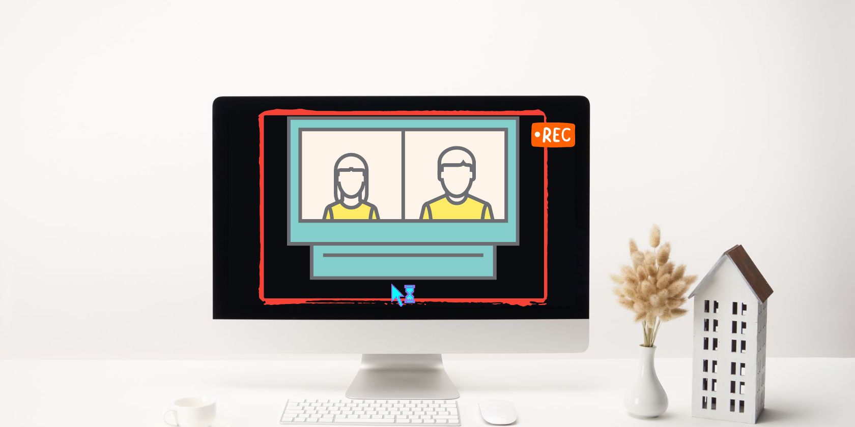 Illustration of screen recording of online meeting