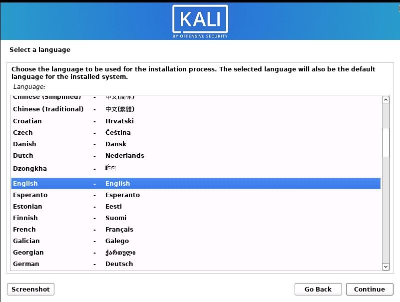 Select the language for your OS