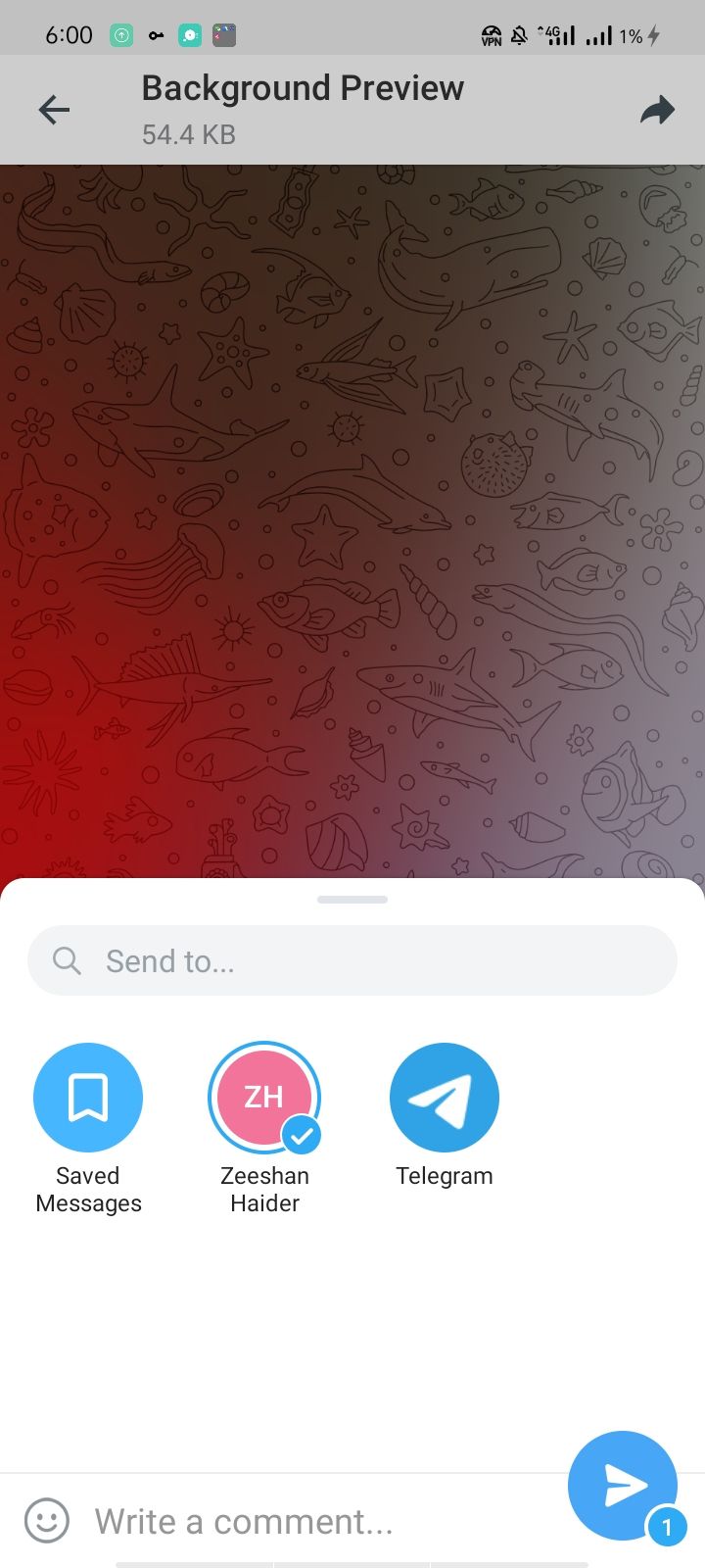 Selecting Recepient To Send Custom Animated Background In Telegram App