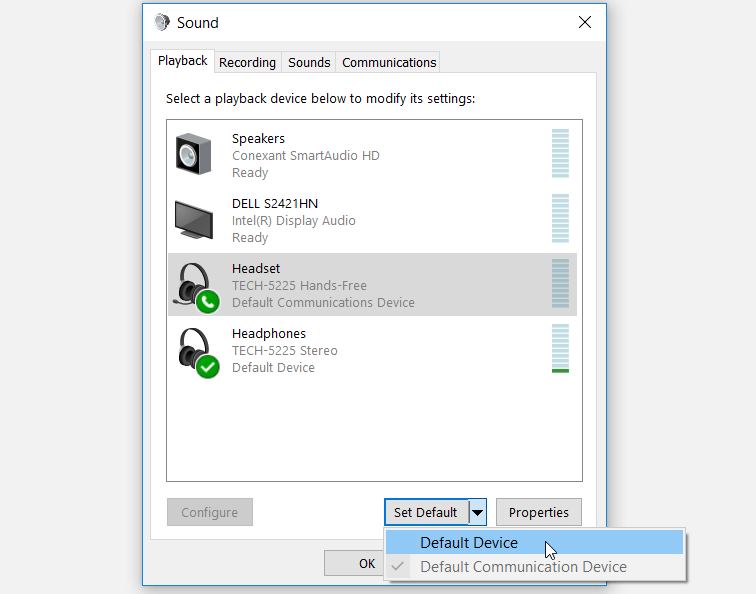Setting Headphones as the Default Audio Device - 9 modi per risolvere un jack audio che non risponde in Windows