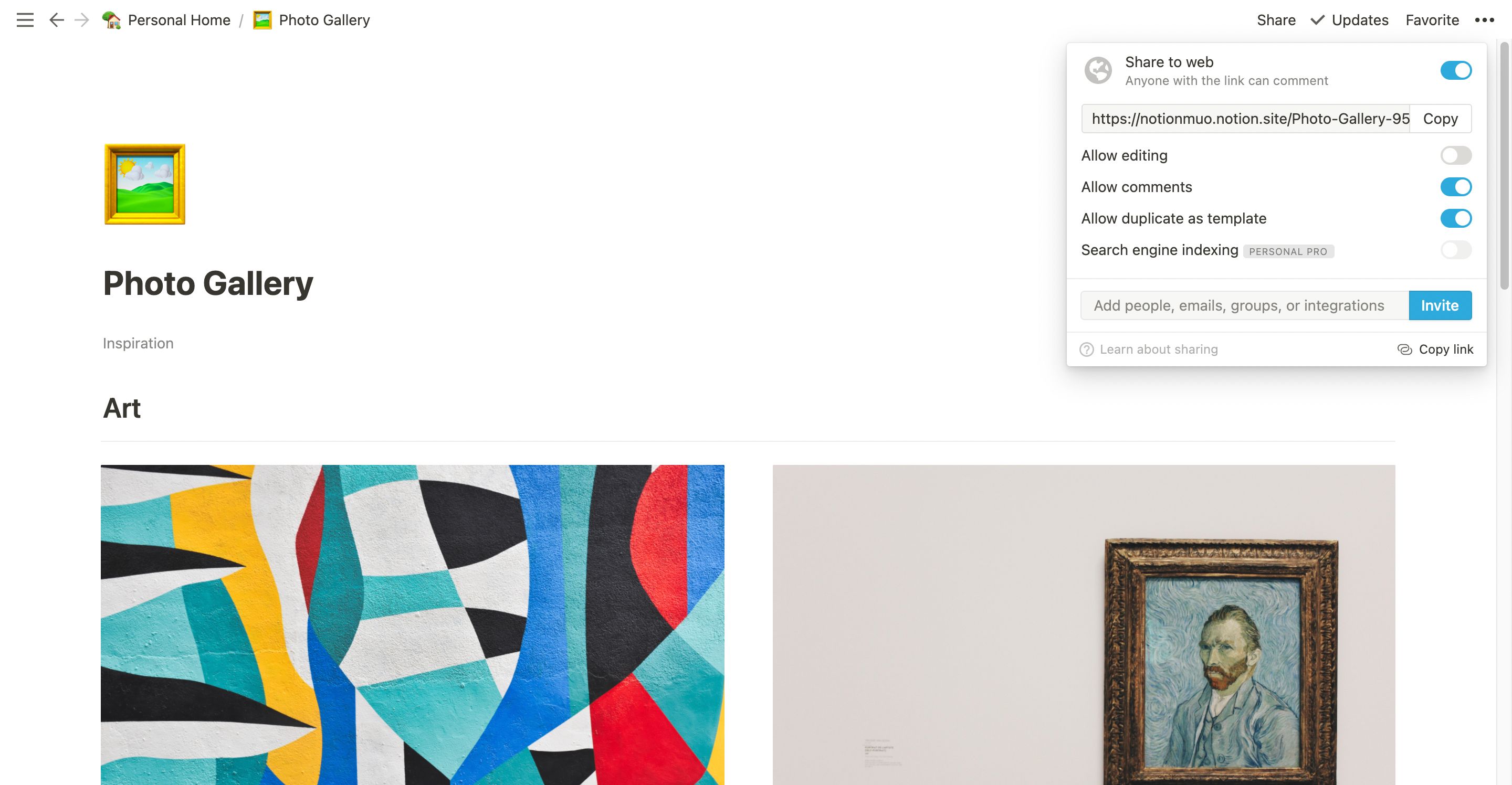 Sharing Pages on Notion