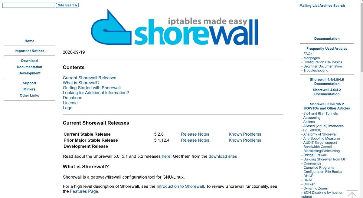 Outil d'administration système Shorewall Linux