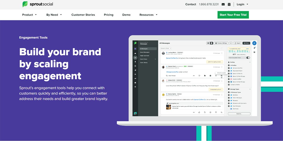 Image showing social media engagement offerings from Sprout Social app