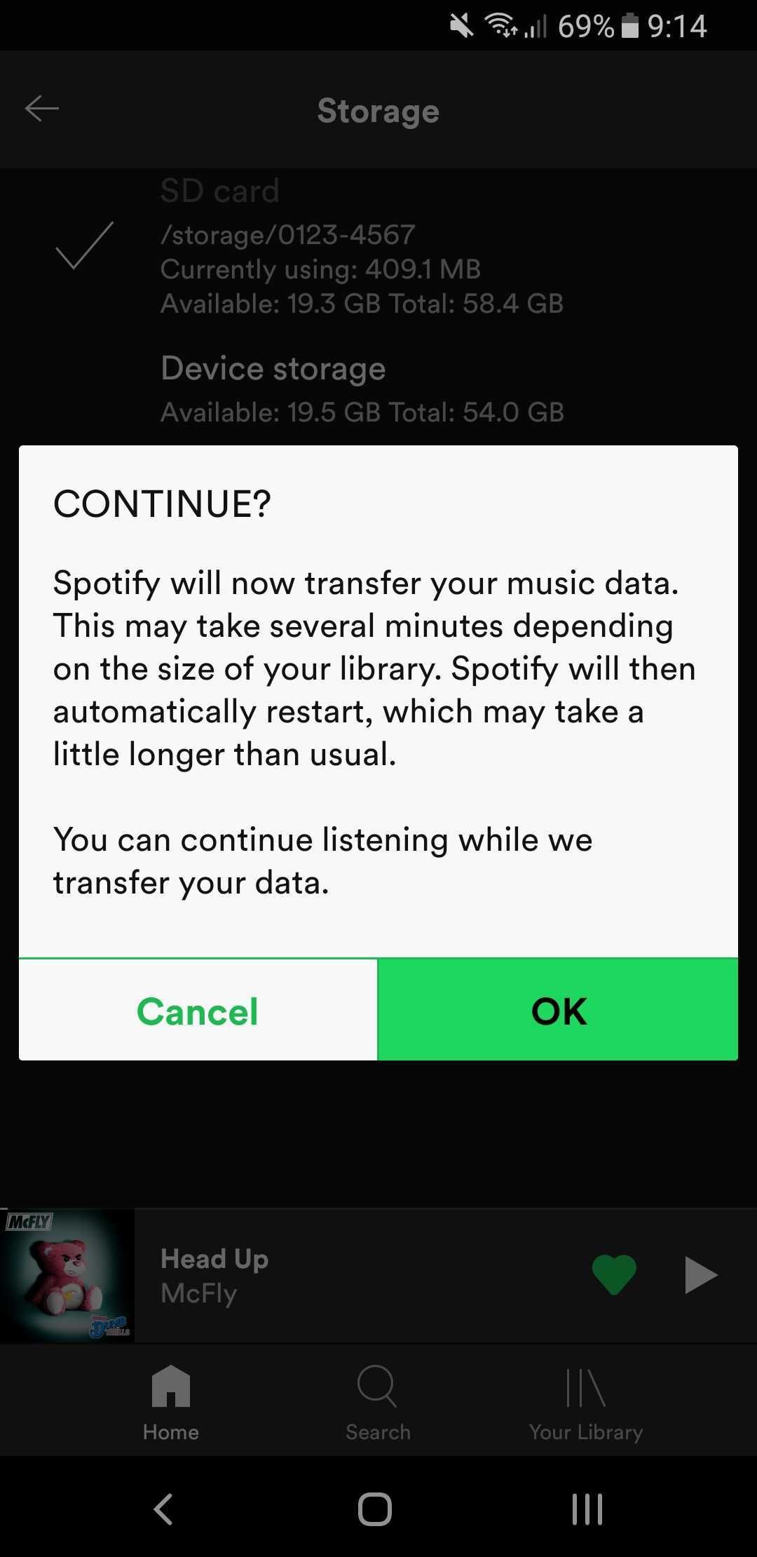 Spotify Change Cache Location Pop Up