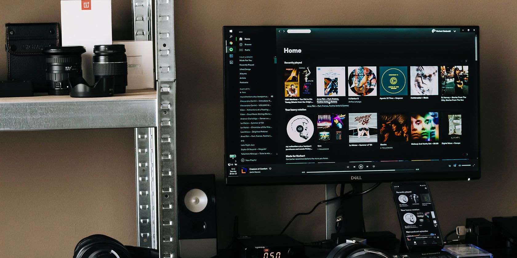 Spotify on a PC monitor