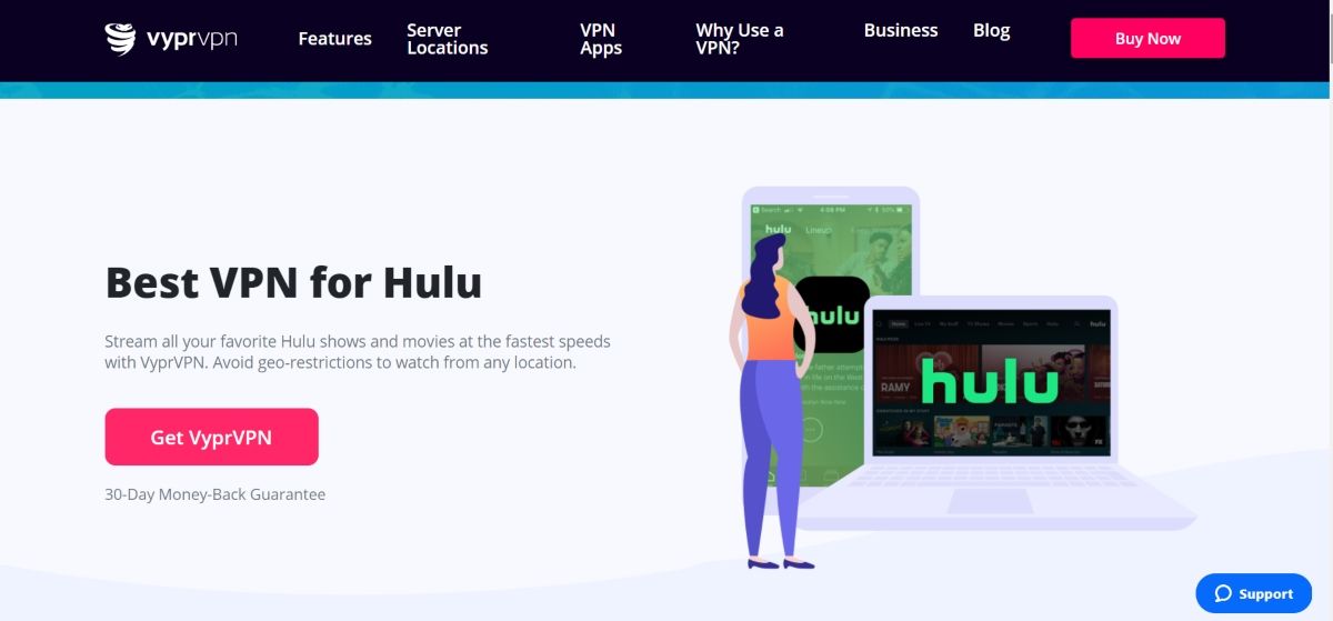 Stream Hulu online with Vypr VPN
