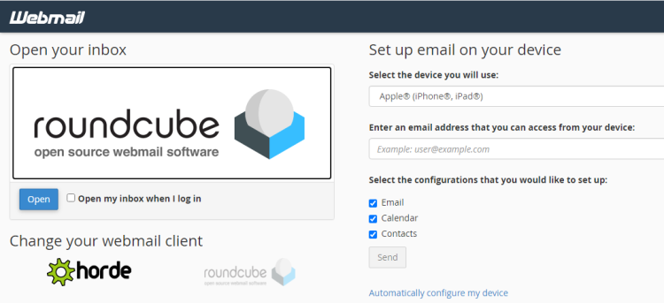 So konfigurieren Sie Webmail auf Android - Webmail services Roundcube Horde