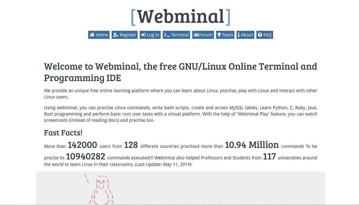 Webminal interface