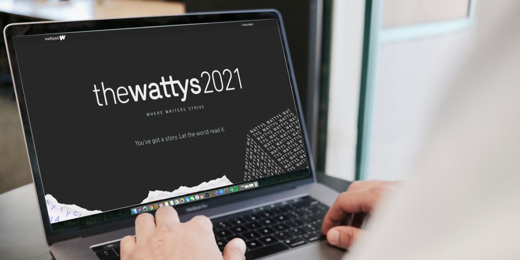 Laptop showing the webpage for the Watty Awards 2021.