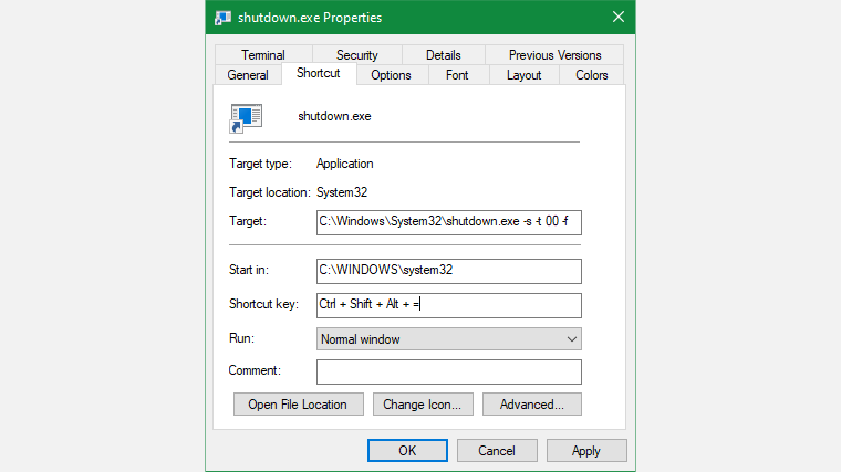 Windows Shutdown Shortcut Creation Wide
