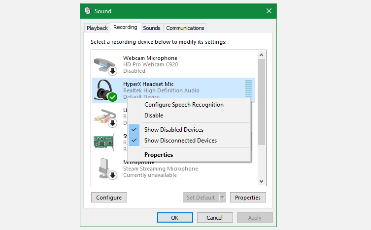 Windows Sound Show Disabled Devices