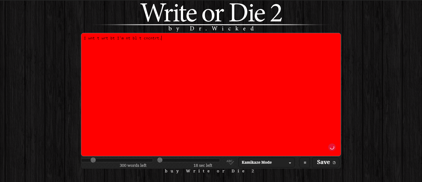 Write or Die Kamikaze Mode