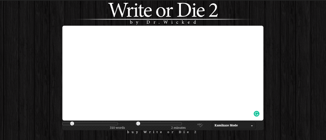 Write or Die Workscreen