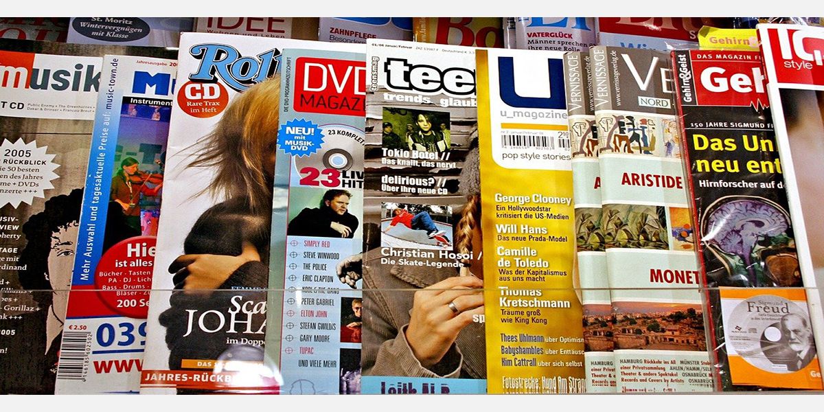 Several magazines on display