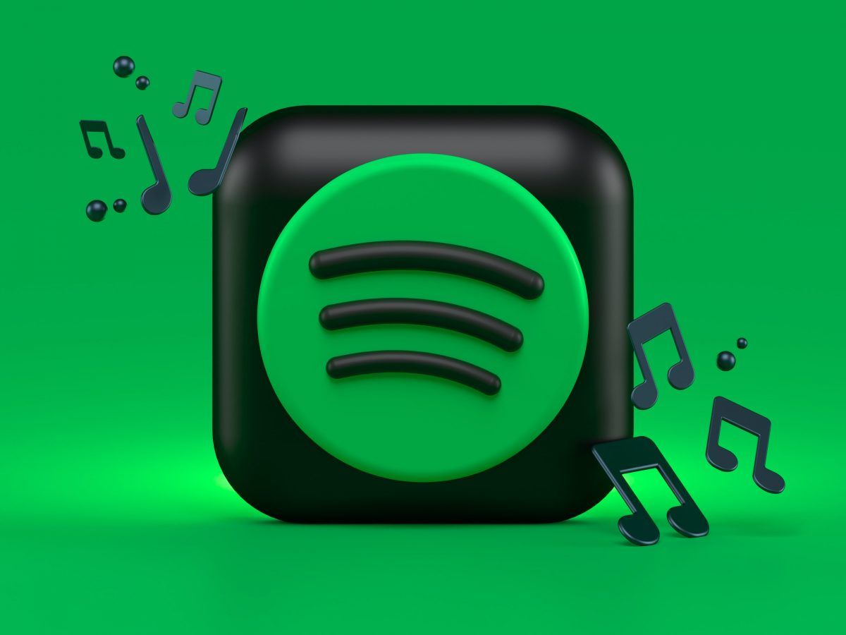 A 3D modelled animation concept based around the Spotify logo, also with some music symbols floating around it
