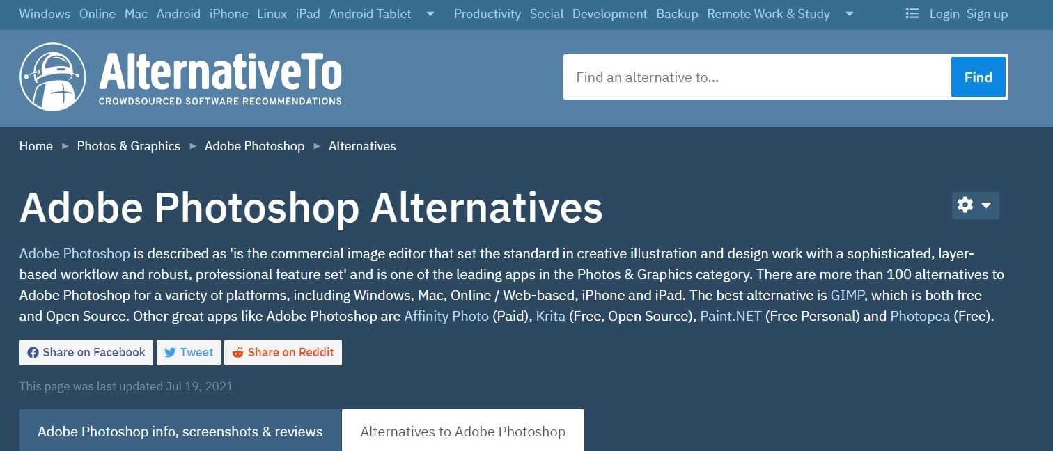 find alternatives to popular paid software