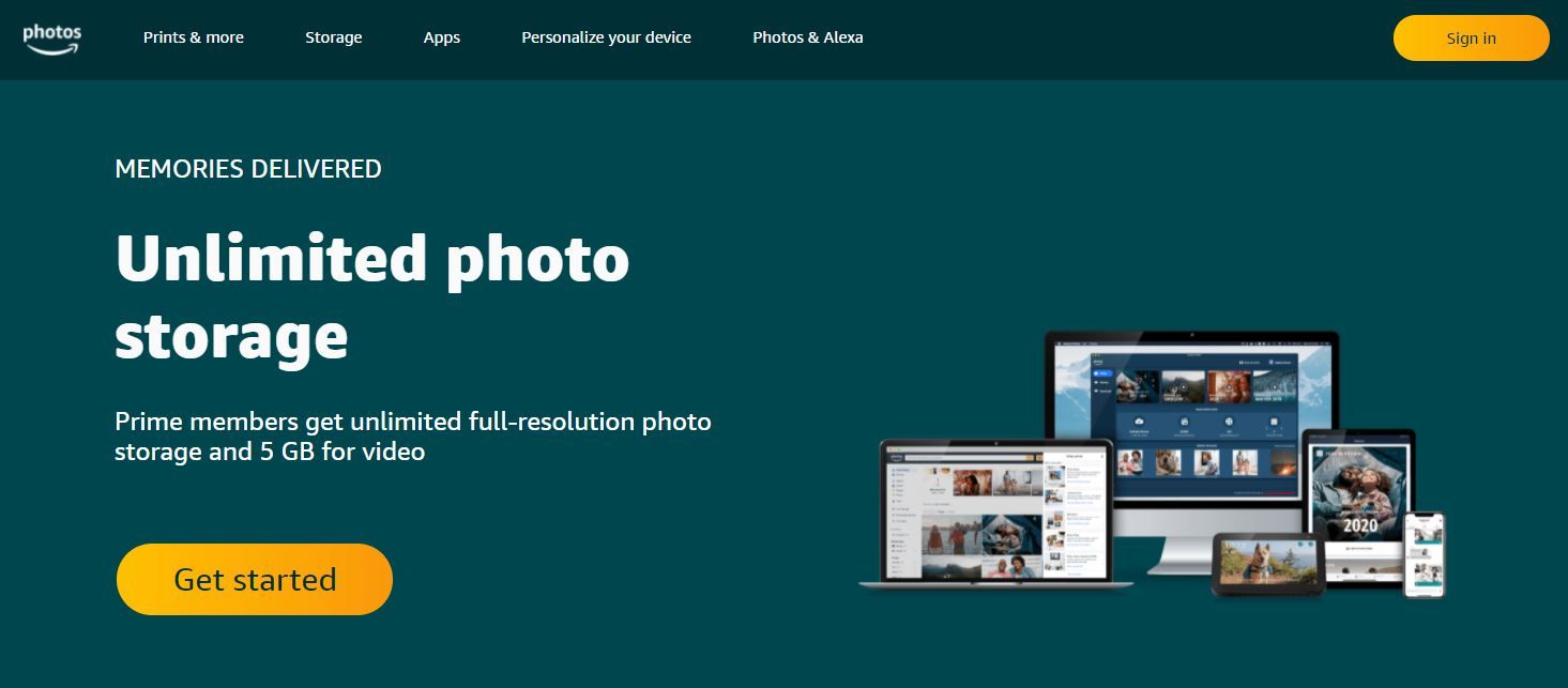 Amazon Photos homepage