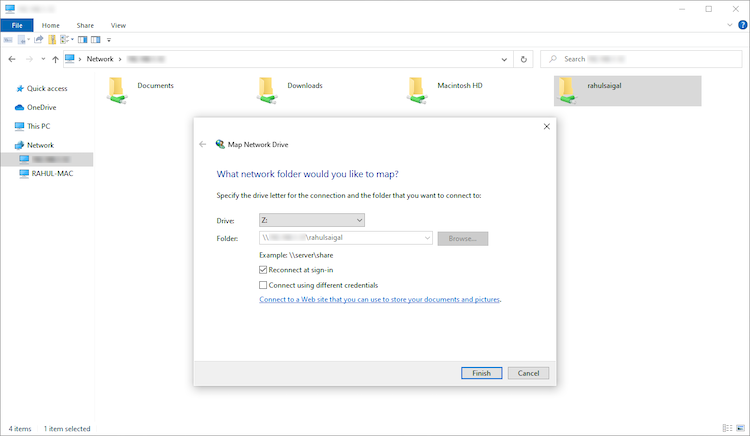 assign a drive to network folder