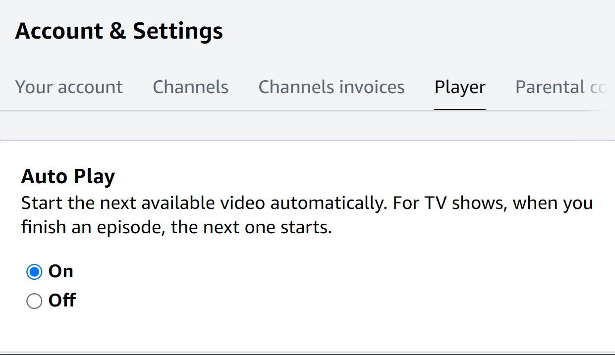 Auto Play feature in Amazon Prime Video