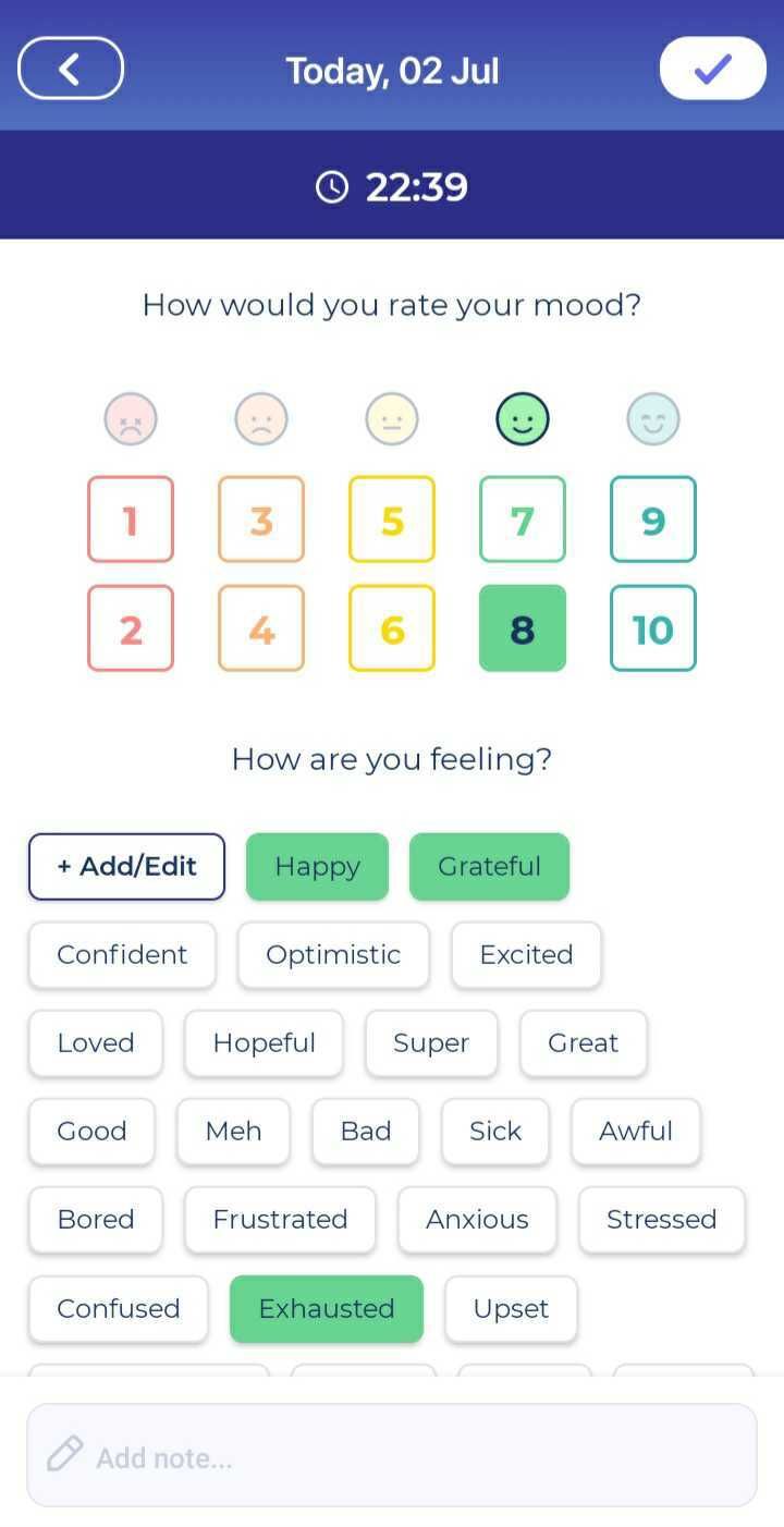 bearable mood selection screenshot