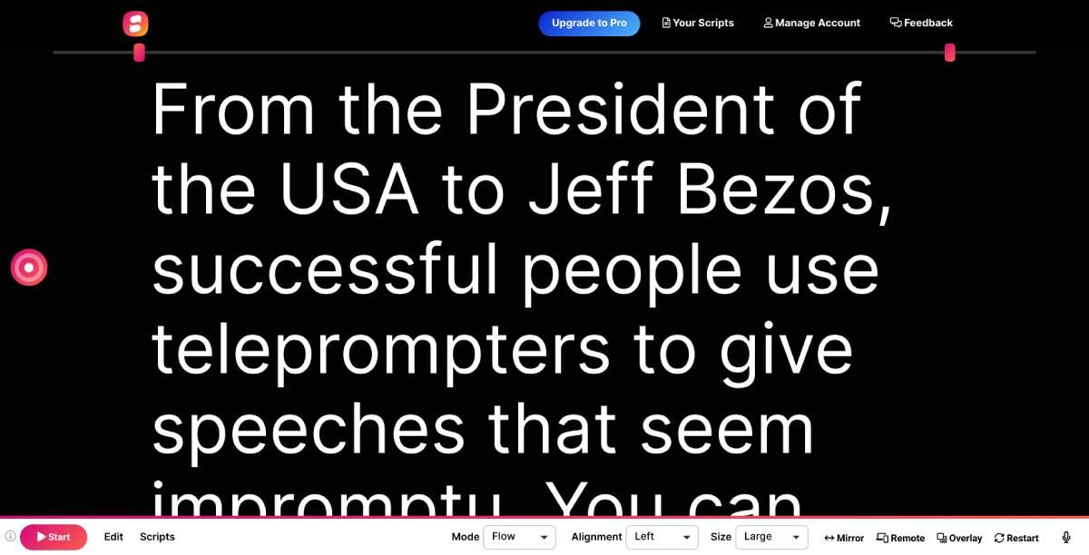 SpeakFlow is the most accurate teleprompter app to scroll text based on your voice reading it