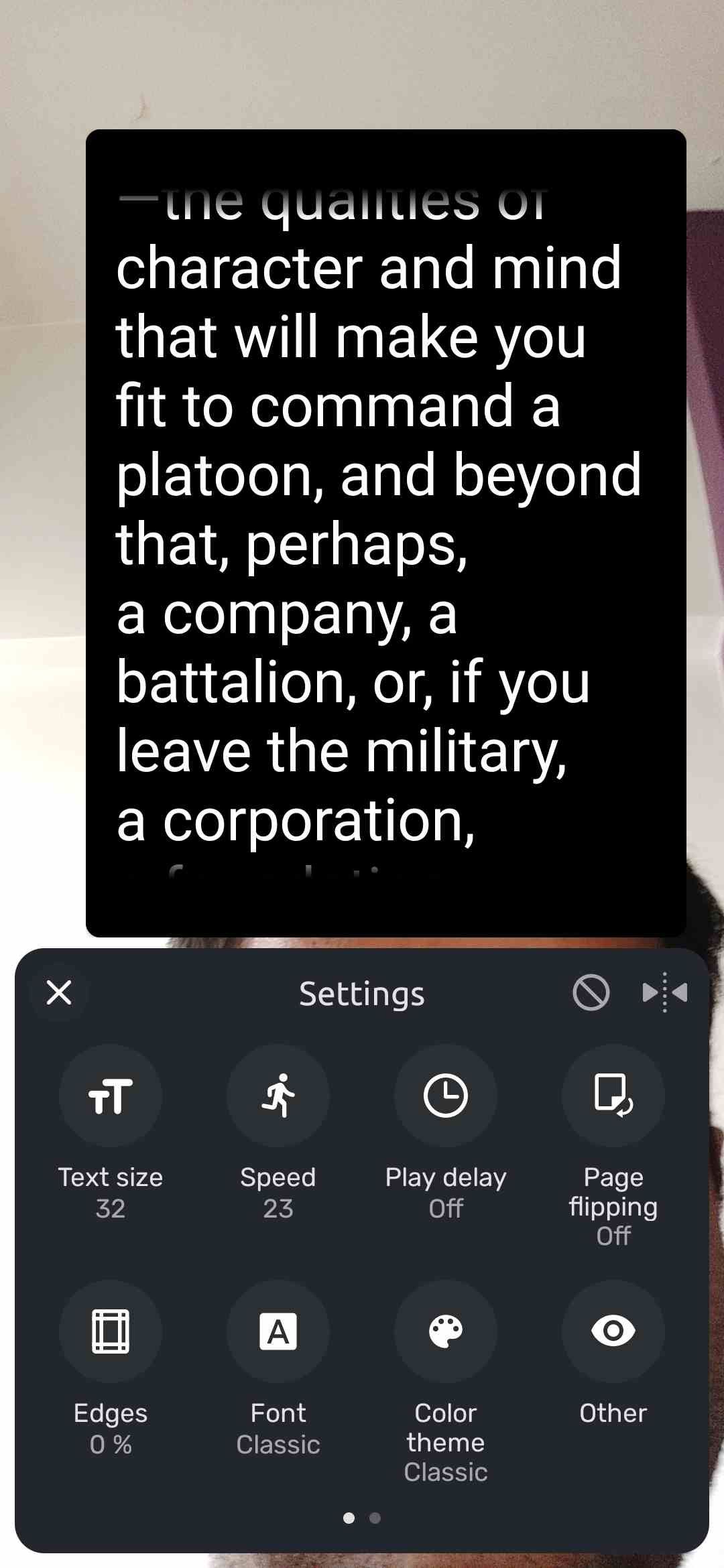 You can adjust the settings of the teleprompter widget in Speechway to change any view to your liking