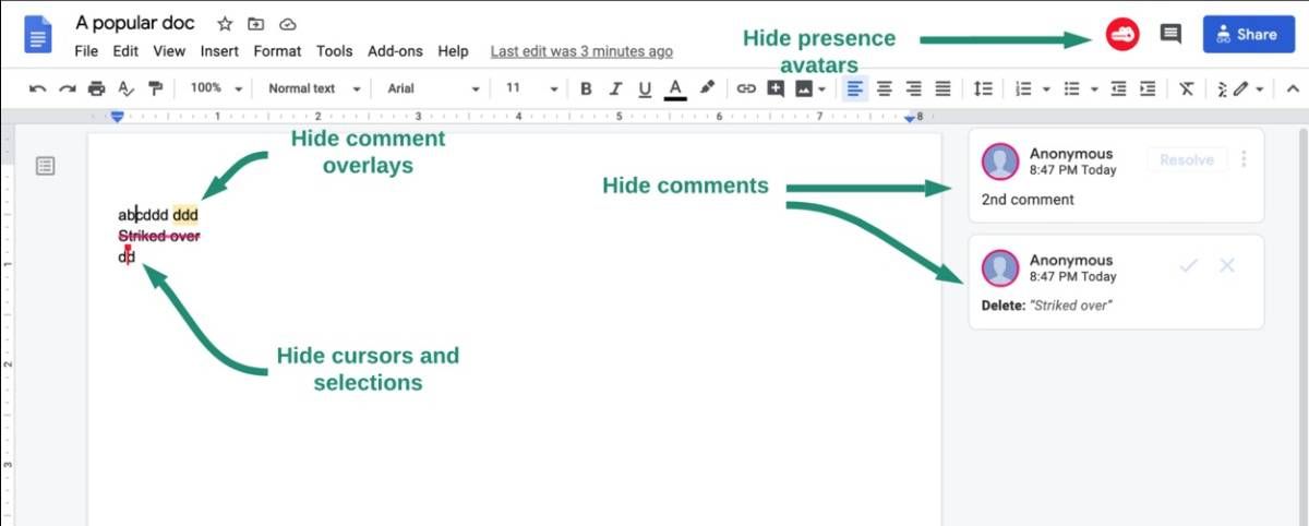 Solo Mode creates a distraction-free experience in Google Docs to stop showing what your collaborators are typing in real-time