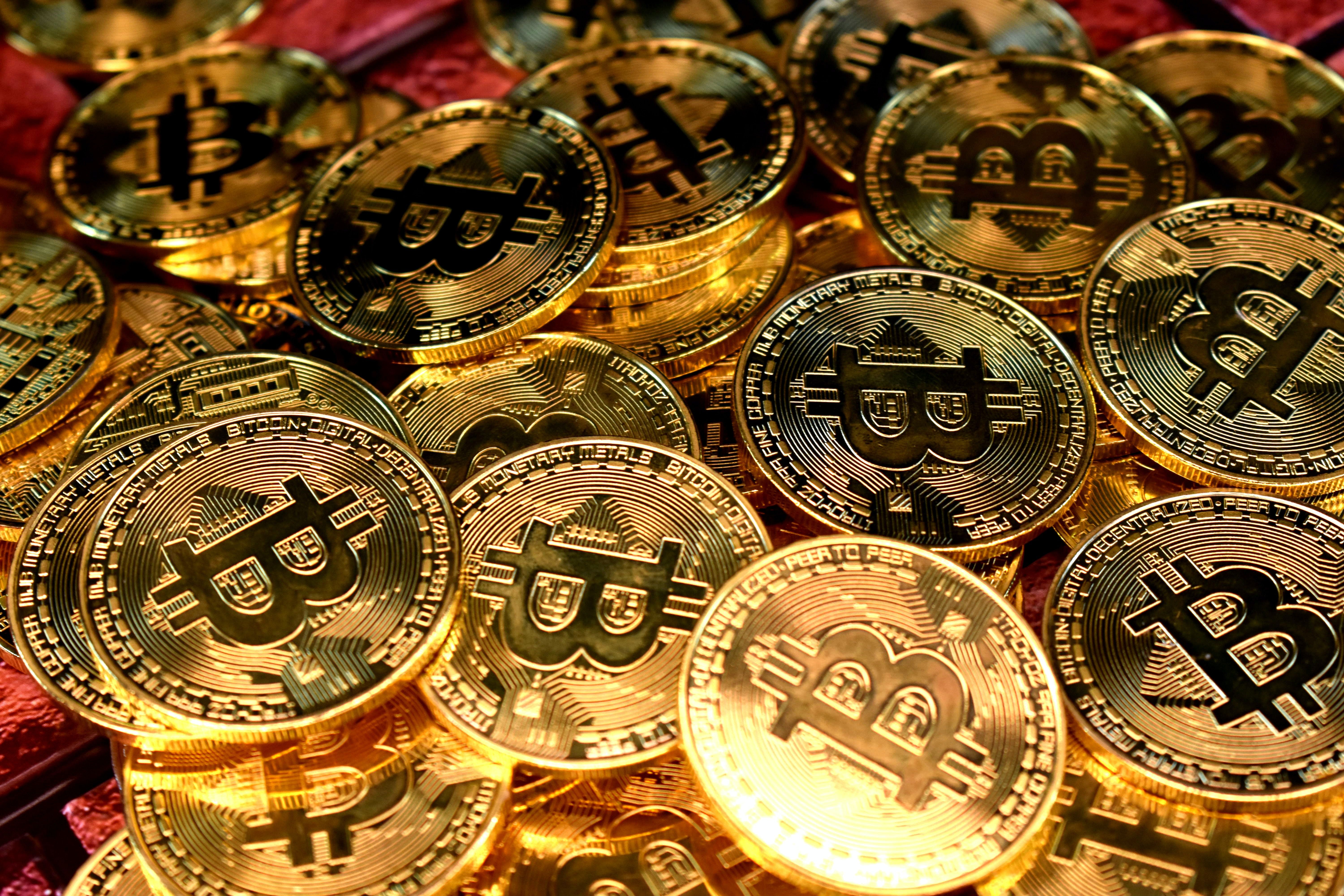 Photo of a pile of Bitcoins