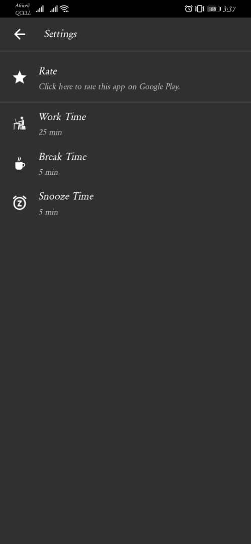 Screenshot of Take Break app