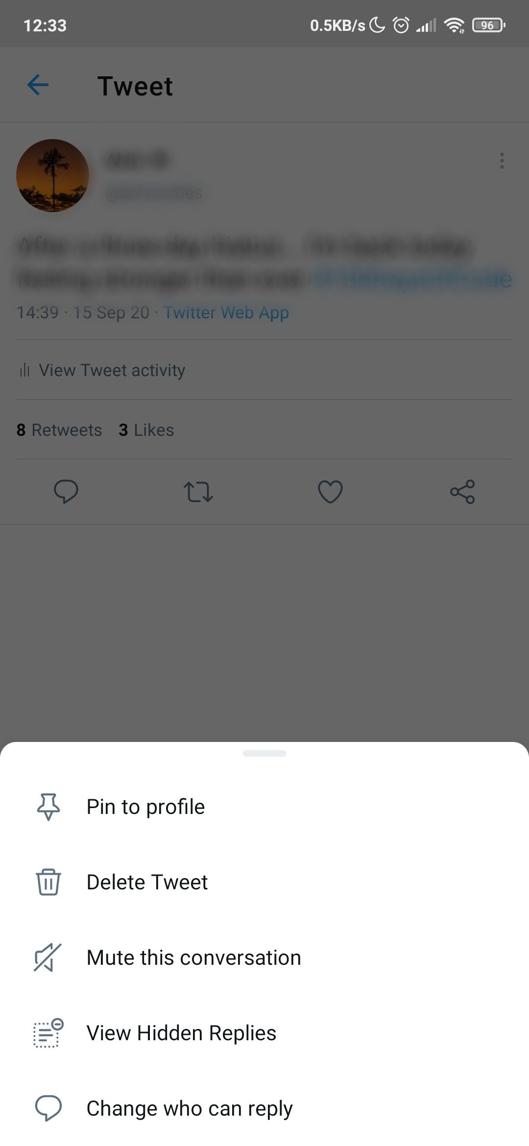 Change who can reply option on Twitter