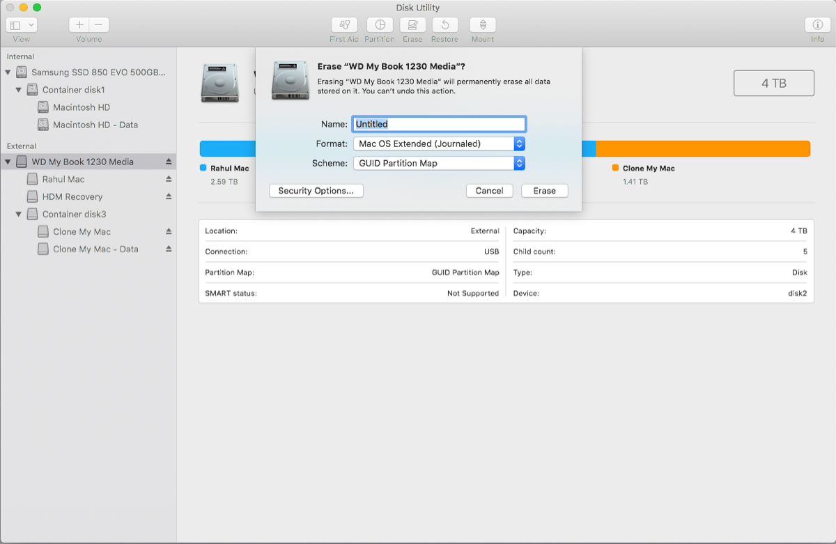 format an external hard drive for mac osx