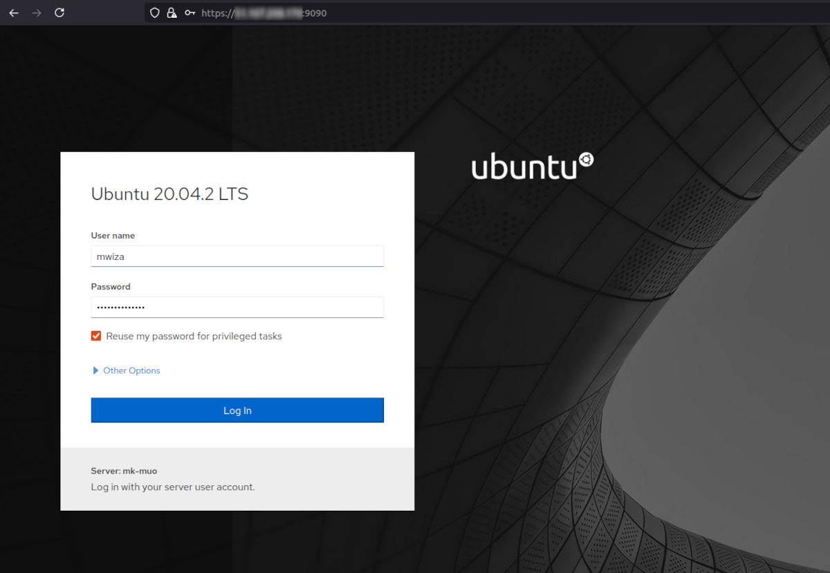 Erste Schritte mit Cockpit, einem webbasierten Linux-Server-Verwaltungstool - cockpit login interface for ubuntu