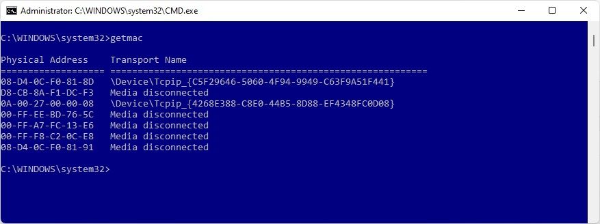 command prompt getmac command to find mac address - Come cercare l’indirizzo MAC sul tuo PC Windows