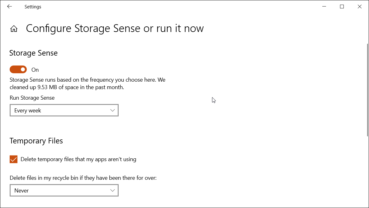 configure storage sense - Come rimuovere i file spazzatura dal tuo PC Windows 10