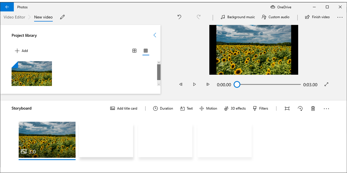 Creating a video in Windows 10 Photos app