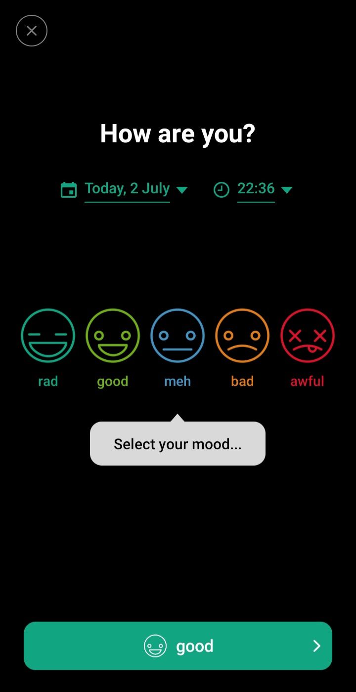 daylio mood selection screenshot
