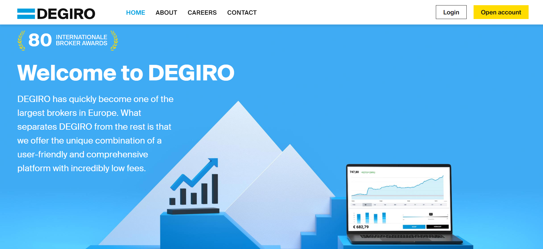 Screen capture of DEGIRO website homepage