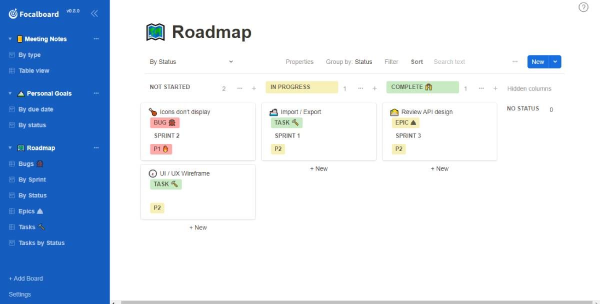 FocalBoard is a desktop kanban tool with templates for beginners and multiple boards for pros, with the option of self-hosting it on a server for teams