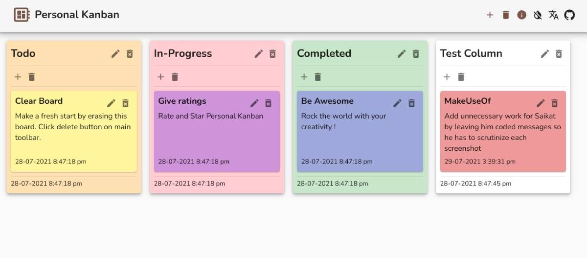 Personal Kanban is a browser-based, fast, offline kanban app with basic board management 