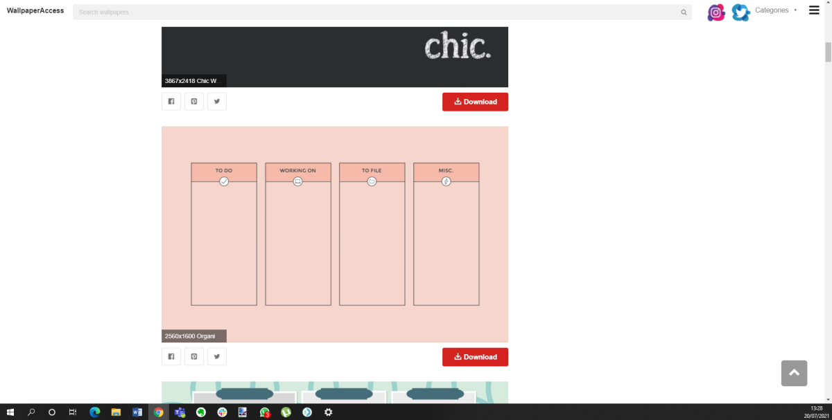 screenshot of wallpaper organizer site
