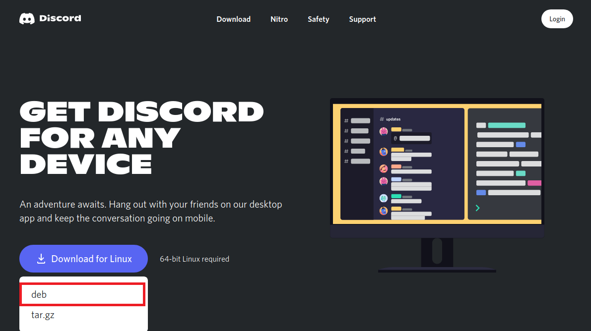download the discord deb package