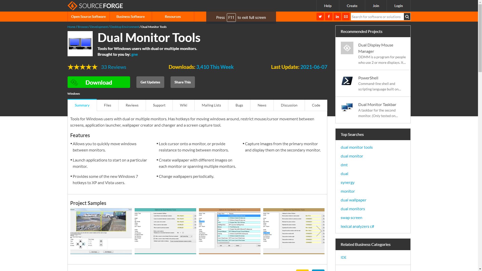 Dual monitor tools website