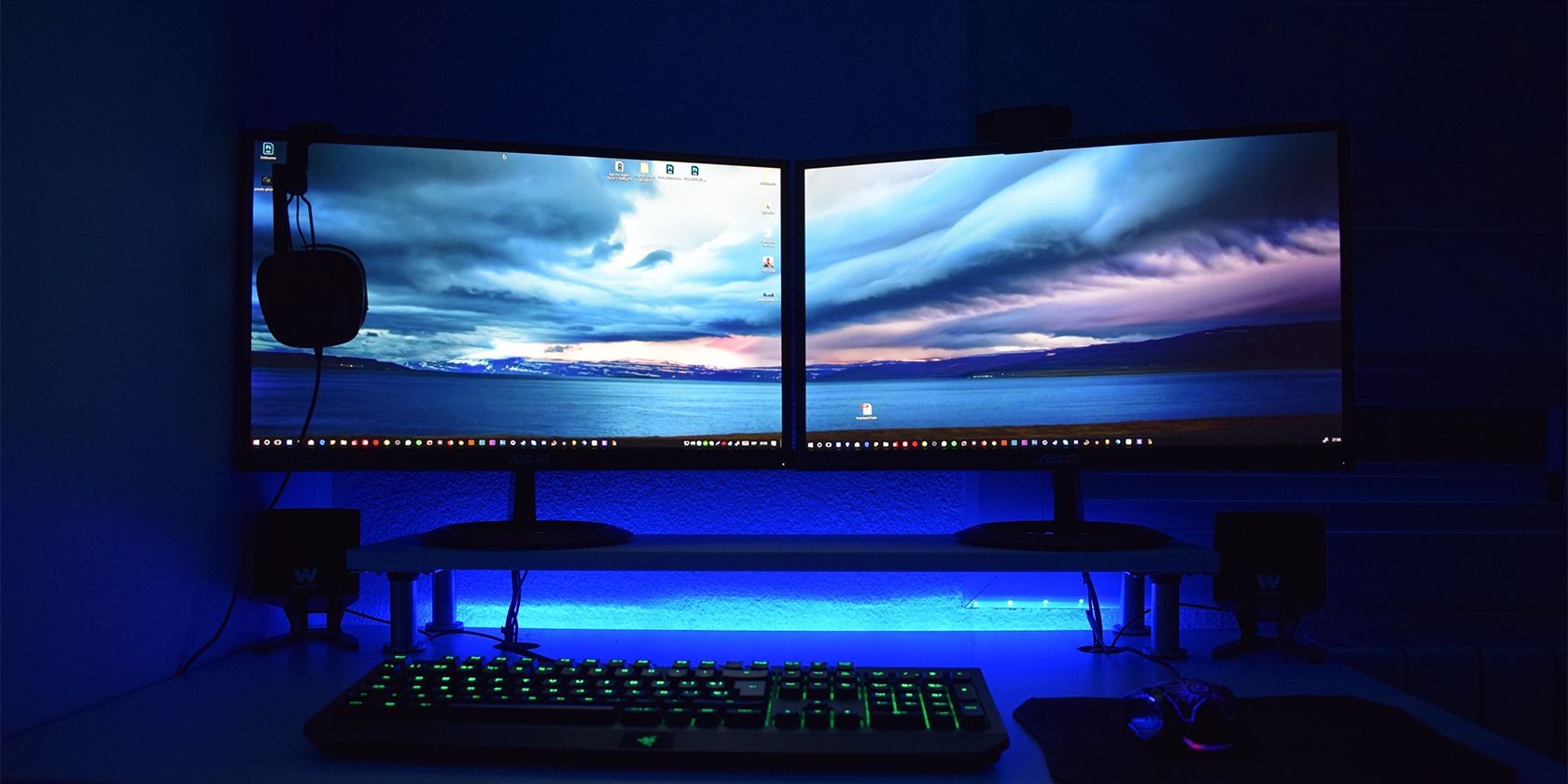 Two monitors on a desk