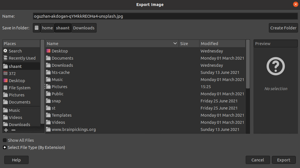 exporting images - Come installare e utilizzare GIMP su Ubuntu