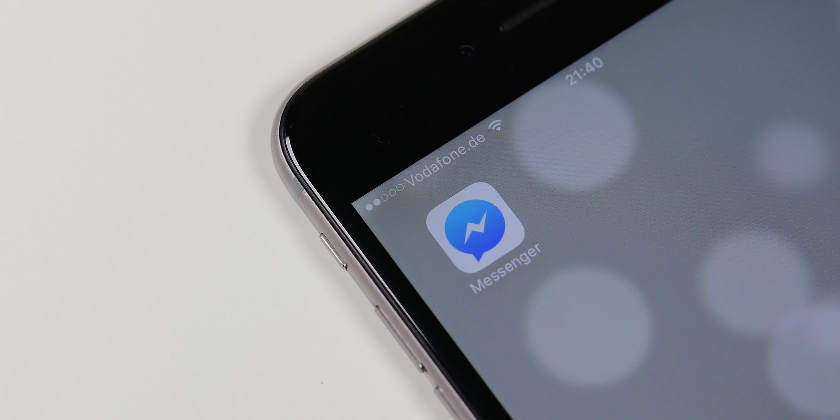 Photo of the Facebook Messenger logo on an iPhone