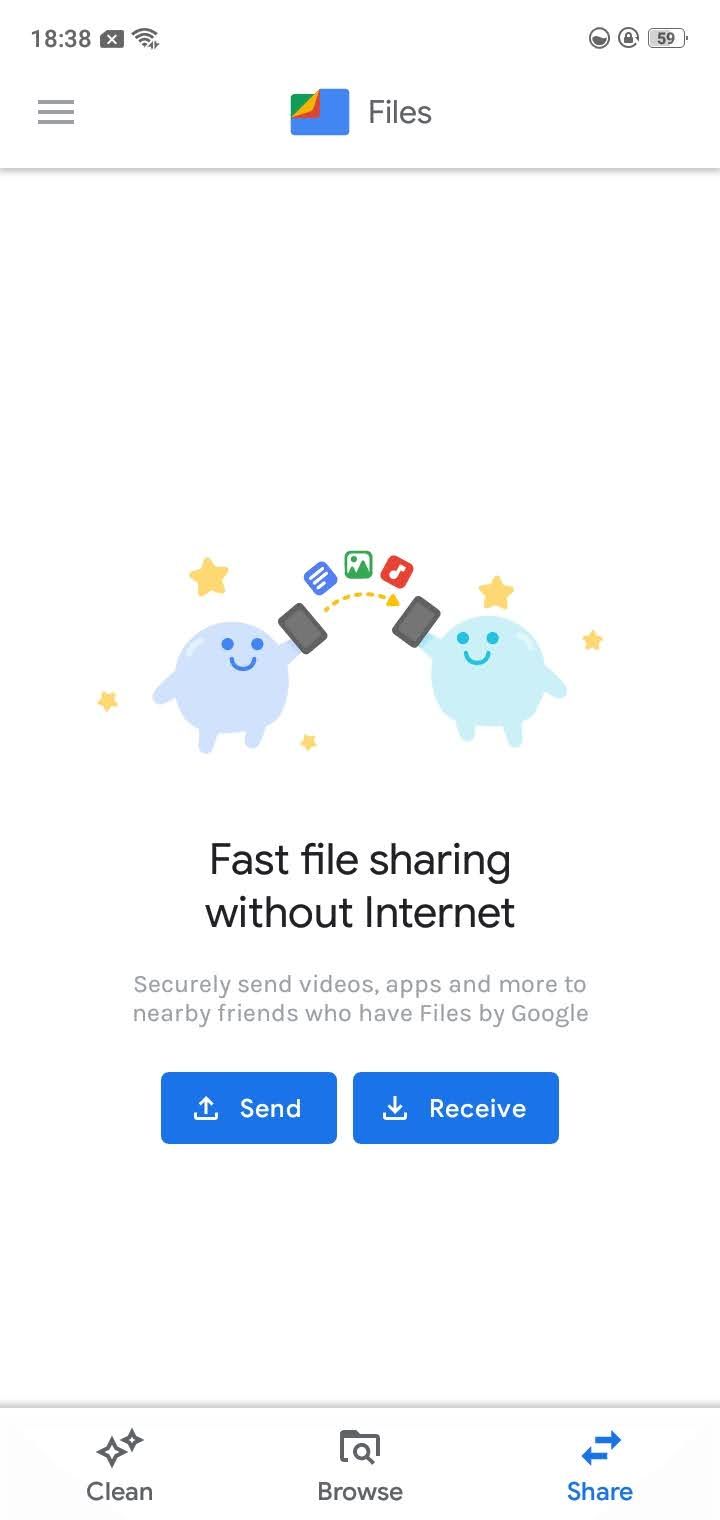 sharing files on files go