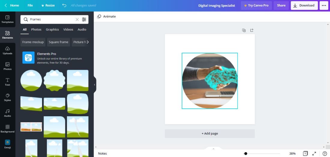 frames and images on canva